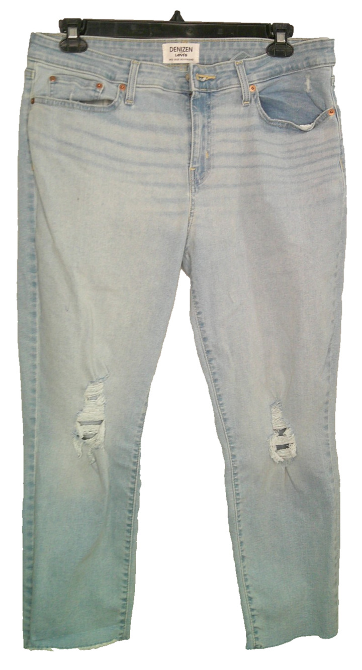 Levis Denizen Light Wash Jeans Distressed Mid Rise Boyfriend Women's 33 size 16